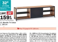 Meuble TV Oskar L. 180 cm