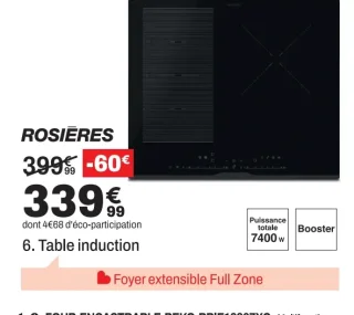 Table induction ROSIERES RIF63DCS
