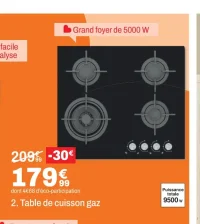Table de cuisson gaz BEKO HILW6121SB