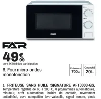 FAR Four micro-ondes monofonction MO20LWH25 G
