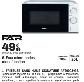 FAR Four micro-ondes monofonction MO20LWH25 G