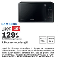SAMSUNG Four micro-ondes gril MG23K3513AK