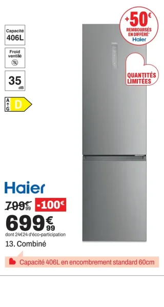 Réfrigérateur combiné Haier