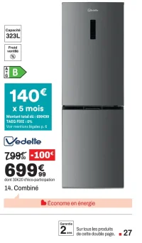 Réfrigérateur combiné Vedette