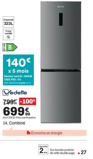 Réfrigérateur combiné Vedette