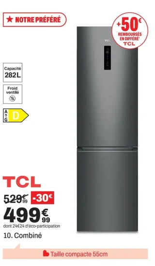 Réfrigérateur combiné TCL
