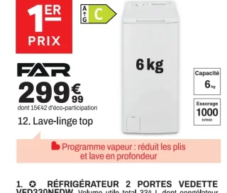 Lave-linge top FAR LT610CW