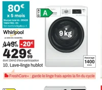Lave-linge hublot Whirlpool FFB948BFR
