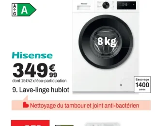 Lave-linge hublot Hisense WF118042BWP
