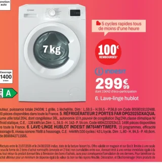 Lave-linge hublot Indesit IM764MYTIMEFR