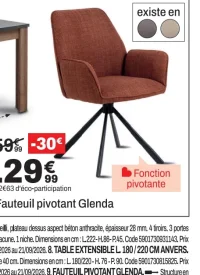 Fauteuil pivotant Glenda