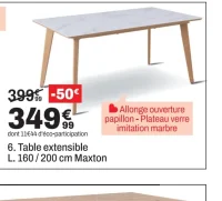Table extensible L. 160 / 200 cm Maxton