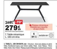 Table céramique L. 160 cm Aria