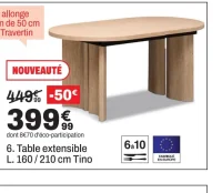 Table extensible L. 160 / 210 cm Tino