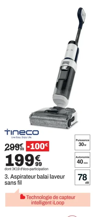 Tineco Aspirateur balai laveur sans fil