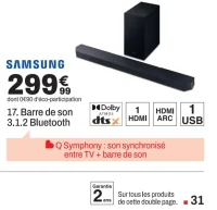Barre de son 3.1.2 Bluetooth SAMSUNG HW-Q610F/XE