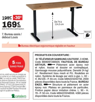 Bureau assis / debout Louis