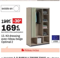 Kit dressing avec rideau beige Optimal 2