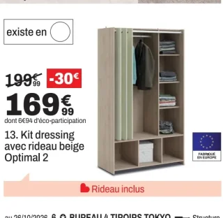 Kit dressing avec rideau beige Optimal 2