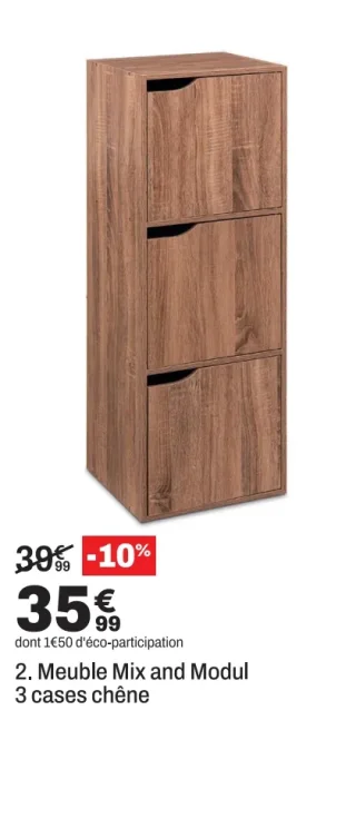 Meuble Mix and Modul 3 cases chêne