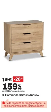 Commode 3 tiroirs Andrew