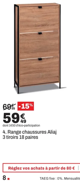 Range chaussures Aliaj 3 tiroirs 18 paires
