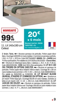 Lit 140x190 cm Celest