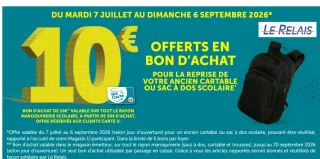 Offre de reprise cartable ou sac à dos scolaire contre un bon d'achat de 10€
