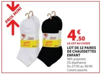 Lot de 12 paires de chaussettes enfant Kix Mini