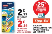 2 rubans correcteurs Mini Pocket Tipp-Ex Les Minions