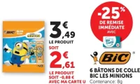 6 bâtons de colle Bic Les Minions