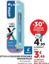 Stylo 4 couleurs effaçable Frixion Pilot