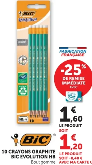 10 crayons graphite Bic Evolution HB