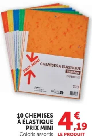 10 Chemises à élastique 24x32cm Prix Mini