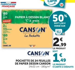 Pochette de 24 feuilles de papier dessin Canson
