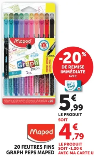 20 feutres fins Graph Peps Maped