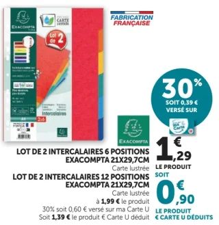 Lot de 2 intercalaires 6 ou 12 positions Exacompta 21x29,7cm