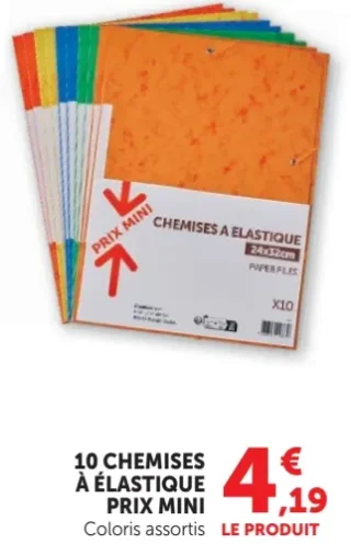10 chemises à élastique coloris assortis Prix Mini