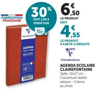 Agenda scolaire Clairefontaine textile velours