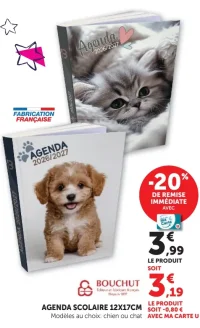 Agenda scolaire Bouchut 12x17cm