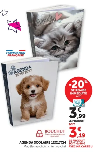 Agenda scolaire Bouchut 12x17cm