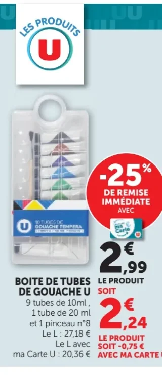 Boite de tubes de gouache tempeara U