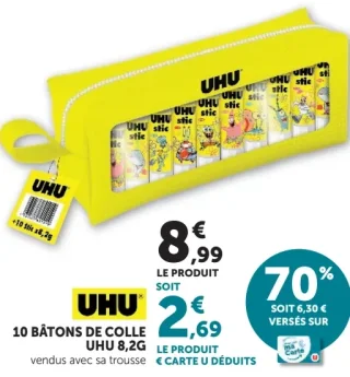 10 bâtons de colle UHU 8,2g
