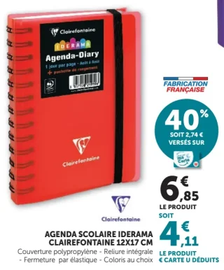 Agenda Scolaire Iderama Clairefontaine 12x17 cm