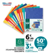 10 chemises à élastiques 3 rabats Exacompta