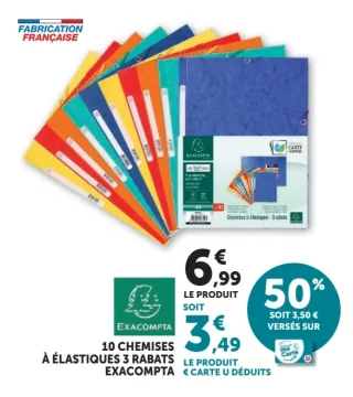 10 chemises à élastiques 3 rabats Exacompta