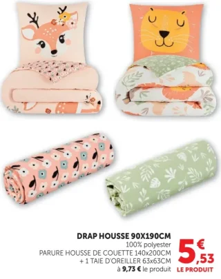 Drap housse 90x190cm ou Parure housse de couette