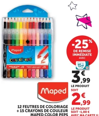 12 feutres de coloriage + 15 crayons de couleur Maped Color Peps