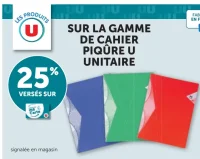 Gamme de cahier piqûre U unitaire