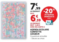 Agenda scolaire Confettis 13x18cm
